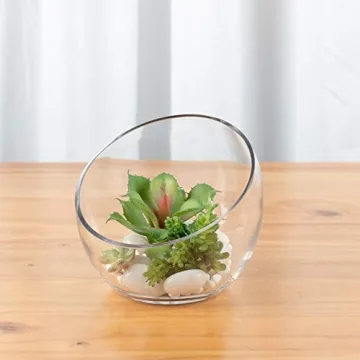 WGVI Clear Slant Cut Bowl - Durable Glass Vase for All Uses