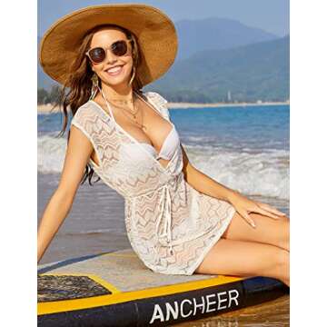 HOTOUCH Womens Bathing Suit Coverups Sexy Lace Beach Coverup Apparel 01-White, X-Large