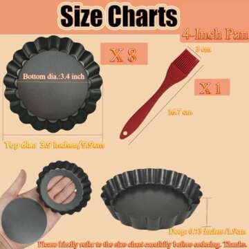 DATANYA 8 Pack Mini Tart Pans 4 Inch with Removable Bottom Round Nonstick Quiche Pan, Heavy Duty Flu...