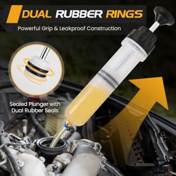 SOWKIPE 200CC Automotive Fluid Extractor Pump, Premium Manual Extraction & Fill Pump with 2 Hoses, Oil Syringe with Powerful Suction, Fluid Oil Change Evacuator