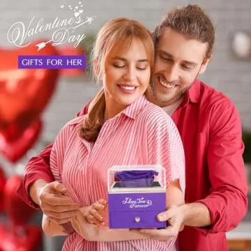 EleShow Valentines Day Gifts for Her, Preserved Real Purple Rose, Forever Flowers Gifts for Mom Grandma Wife Girlfriend, Mothers Day, Sweetest Day, Christmas, Anniversary or Birthday Gifts for Women