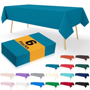 Smiry Aqua Disposable Table Cloths - 6 Pack, Waterproof & Sturdy for Parties