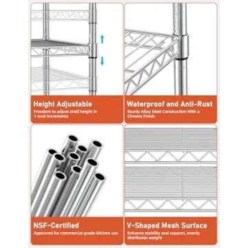 YSSOA Heavy Duty 3-Tier Storage Shelves 750Lb Capacity, 24.02" D x 13.78" W x 21.97" H Shelving Unit for Pantry, Garage, Laundry and Kitchen, Chrome