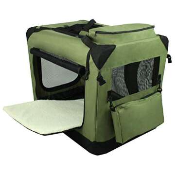 EliteField 3-Door Folding Soft Dog Crate with Carrying Bag and Fleece Bed (2 Year Warranty), Indoor ...