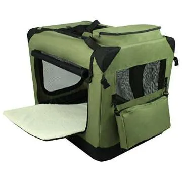 EliteField 3-Door Folding Soft Dog Crate with Carrying Bag and Fleece Bed (2 Year Warranty), Indoor ...