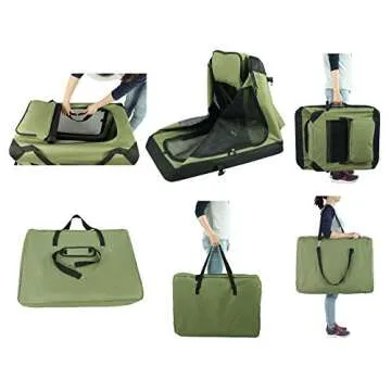 EliteField 3-Door Folding Soft Dog Crate with Carrying Bag and Fleece Bed (2 Year Warranty), Indoor & Outdoor Pet Home (30" L x 21" W x 24" H, Sage Green)