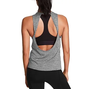Mippo Workout Tank Tops for Women Open Back Yoga Tops Backless Workout Shirts Muscle Tank Athletic R...