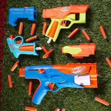 Nerf N Series Gear Up Pack, 3X Blasters, 18 Nerf N1 Darts Compatible Only with Nerf N Series Blasters, Kids Gifts, Outdoor Games, Ages 8+