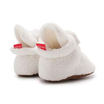HsdsBebe Unisex Newborn Baby Cotton Booties Non-Slip Sole for Toddler Boys Girls Infant Winter Warm Fleece Cozy Socks Shoes(12-18 months)
