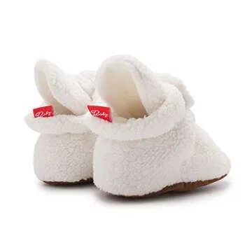HsdsBebe Unisex Newborn Baby Cotton Booties Non-Slip Sole for Toddler Boys Girls Infant Winter Warm Fleece Cozy Socks Shoes(12-18 months)