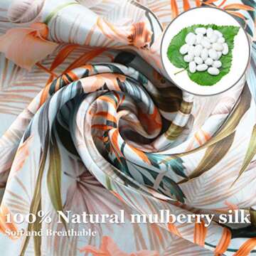MANSPHIL Tropical Floral Silk Pillowcase - Luxury 22 Momme Mulberry Silk Pillowcase Standard Size, G...