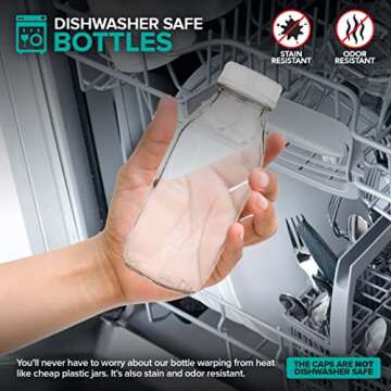 Stock Your Home 12 oz Glass Bottles (4 Pack) - Reusable Food Grade Bottles with Tamper Proof Caps - Multipurpose Juice Containers for Cold Beverages