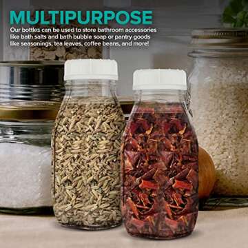 Stock Your Home 12 oz Glass Bottles (4 Pack) - Reusable Food Grade Bottles with Tamper Proof Caps - Multipurpose Juice Containers for Cold Beverages