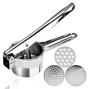 Stainless Steel Potato Ricer – Manual Masher for Potatoes, Fruits, Vegetables, Yams, Squash, Baby ...