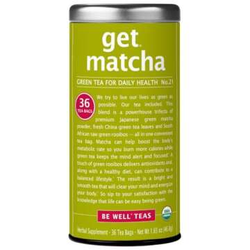 The Republic of Tea Get Matcha No. 21 - Organic Green Tea for Daily Health, 36 Tea Bags