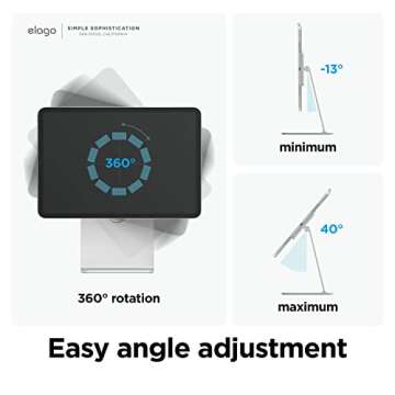 elago Premium iPad Magnetic Stand Designed for iPad Pro 12.9"(5th,4th Gen), 11"(3rd,2nd Gen), Air 10.9"(5th,4th Gen), Mini 8.3"(6th Gen, A17 Pro), 10.9"(10th Gen) [Silver]