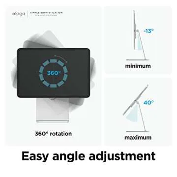 elago Premium iPad Magnetic Stand Designed for iPad Pro 12.9"(5th,4th Gen), 11"(3rd,2nd Gen), Air 10.9"(5th,4th Gen), Mini 8.3"(6th Gen, A17 Pro), 10.9"(10th Gen) [Silver]