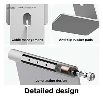 elago Premium iPad Magnetic Stand Designed for iPad Pro 12.9"(5th,4th Gen), 11"(3rd,2nd Gen), Air 10.9"(5th,4th Gen), Mini 8.3"(6th Gen, A17 Pro), 10.9"(10th Gen) [Silver]