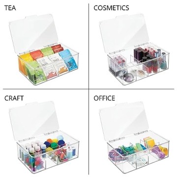 mDesign Clear Tea Bag Storage Container for Organizing Teas