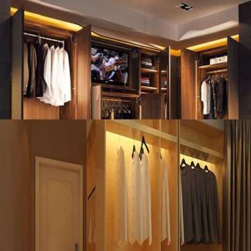 Amagle Motion Sensor Light Indoor, Closet Lights Motion Sensored, Battery Operated Cabinet Lights Strip, White Under Cabinet Lighting, Under Counter Lights for Kitchen, Led Strip Lights for Bedroom