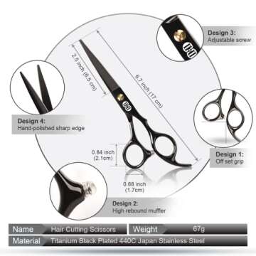 CIICII Hair Cutting Scissors Shears Kit, Professional Hairdressing Scissors Set (Hair Beard Trimming...