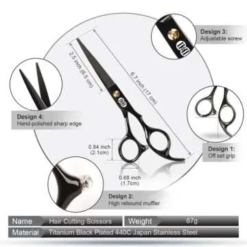 CIICII Hair Cutting Scissors Shears Kit, Professional Hairdressing Scissors Set (Hair Beard Trimming...