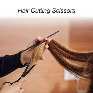 CIICII Hair Cutting Scissors Shears Kit, Professional Hairdressing Scissors Set (Hair Beard Trimming Shaping Grooming Thinning Shears) for Men Women Hairdresser Home Salon Barber Haircut Kit (Black)