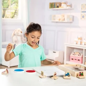 Melissa & Doug Wooden Vehicle Stamp Set for Kids