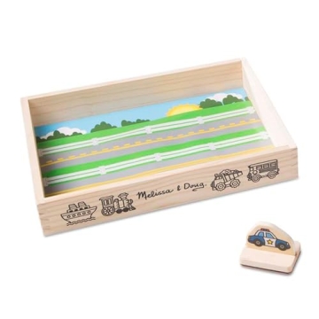 Melissa & Doug Wooden Vehicle Stamp Set for Kids