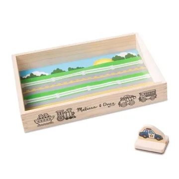 Melissa & Doug Wooden Vehicle Stamp Set for Kids