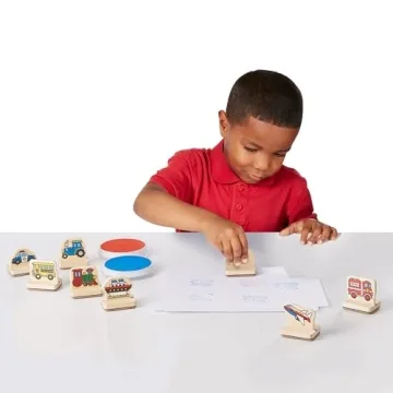 Melissa & Doug Wooden Vehicle Stamp Set for Kids