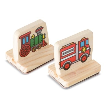 Melissa & Doug Wooden Vehicle Stamp Set for Kids