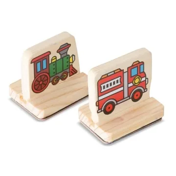 Melissa & Doug Wooden Vehicle Stamp Set for Kids