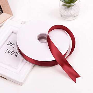 IHKFILAN Double Face Satin Ribbon 1Inchx25Yards Double Sided Solid Polyester Ribbon for Gift Wrapping Party Hair Braids Bow Shower Decoration Floral Arrangement Craft Supplies (Wine)