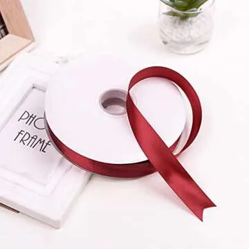 IHKFILAN Double Face Satin Ribbon 1Inchx25Yards Double Sided Solid Polyester Ribbon for Gift Wrapping Party Hair Braids Bow Shower Decoration Floral Arrangement Craft Supplies (Wine)