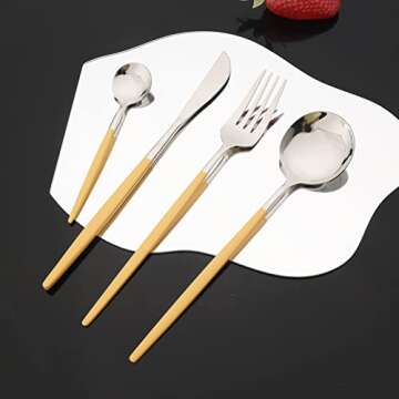 JASHII 24 Piece Stainless Steel Flatware Set for Elegant Dining