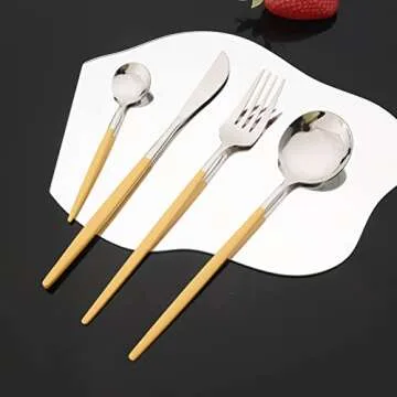 JASHII 24 Piece Stainless Steel Flatware Set for Elegant Dining