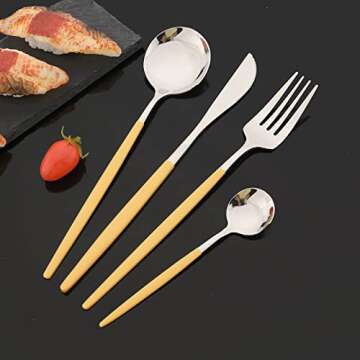 JASHII 24 Piece Stainless Steel Flatware Set for Elegant Dining