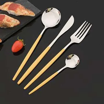 JASHII 24 Piece Stainless Steel Flatware Set for Elegant Dining