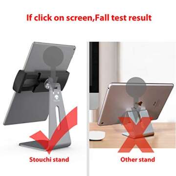Stouch Tablet Holder Stand Compatible 2020 iPad Pro, 360° Rotatable Aluminum Alloy Desktop Holder Tablet Stand Compatible Samsung Galaxy Tab ProS iPad Pro10.5 9.7" 12.9'' iPad Air Surface Pro4 Gray