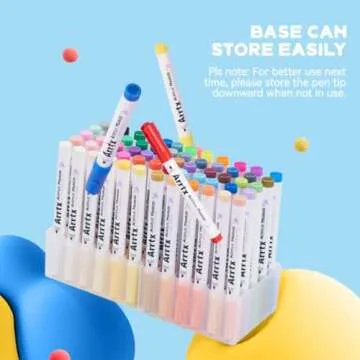 Arrtx 60 Colors Acrylic Paint Pens, Paint Markers Paint Pens, Brush Tip for Rock Painting, Wood, Can...