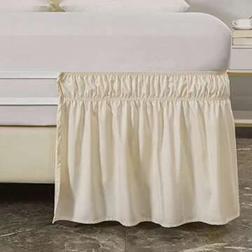 MEILA Elastic Dust Ruffled Bed Skirt - Easy Install Beige
