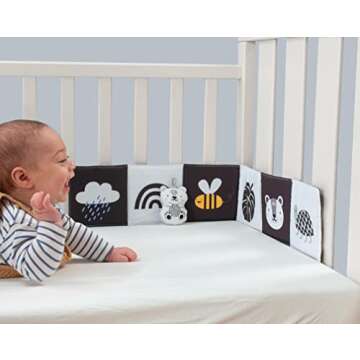Taf Toys Newborn Soft Activity Book Black & White High Contrast Baby Book Infant Sensory Toys Tummy ...