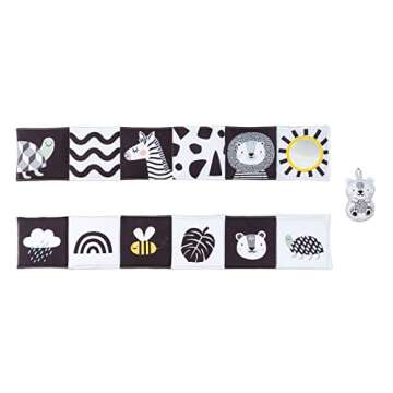 Taf Toys Newborn Soft Activity Book Black & White High Contrast Baby Book Infant Sensory Toys Tummy Time Soft Cloth Books for Babies Textured Fabric Crinkling Shapes Patterns 0-12 Months Newborn Toys