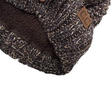 C.C Thick Cable Knit Faux Fuzzy Fur Pom Beanie