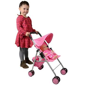 My First Doll Stroller with Basket - Perfect for 18-inch Dolls