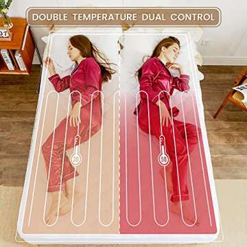 Heated Mattress Pad Queen Size Electric Mattress Pads Electric Bed Warmer Fit up to 21" with 11 Heat Settings Dual Controller 9 Hours Auto Shut Off