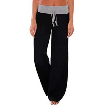 AMiERY Women's Comfy Casual Pajamas Pant Floral Printed High Waist Wide Legs Lounge Pants Trousers