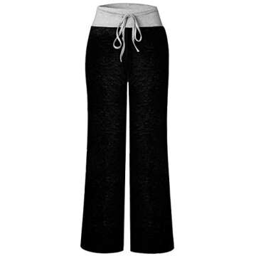 AMiERY Women's Comfy Casual Pajamas Pant Floral Printed High Waist Wide Legs Lounge Pants Trousers