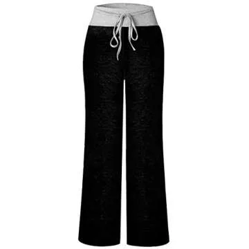 AMiERY Women's Comfy Casual Pajamas Pant Floral Printed High Waist Wide Legs Lounge Pants Trousers